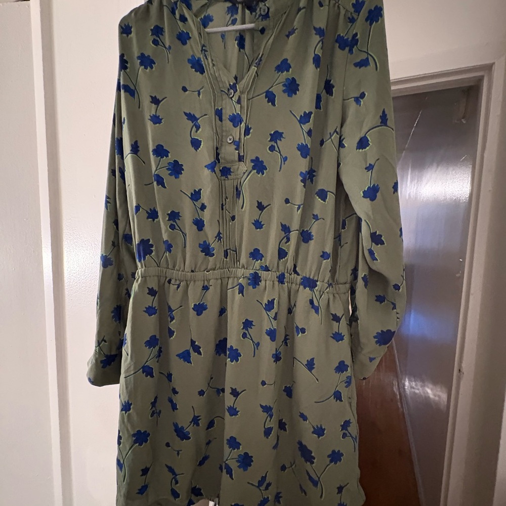 Banana Republic Green and Blue Floral Mini Dress